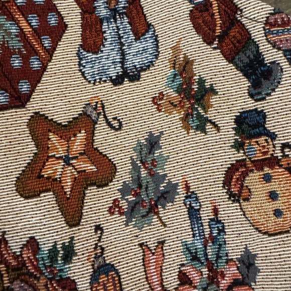 Vintage Christmas Tapestry Vest Backroad Blues Size S Holiday Santa Snowman - Picture 7 of 16